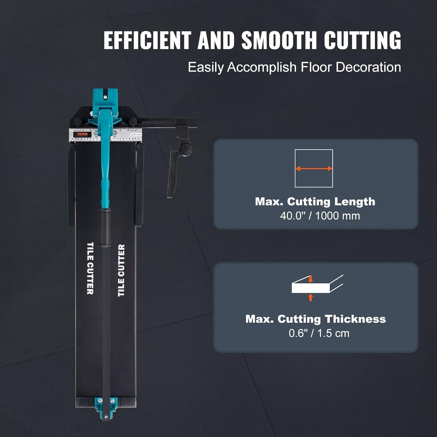 Professional Grade 40-Inch Tile Cutter with Adjustable Rulers - Ergonomic Design