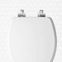 Load image into Gallery viewer, Elegant Round Toilet Seat with Brushed Nickel Hinges - Slow Close Wood Design