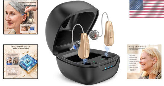 Rechargeable Hearing Aids for Seniors with Noise Canceling & 5 Volume Levels