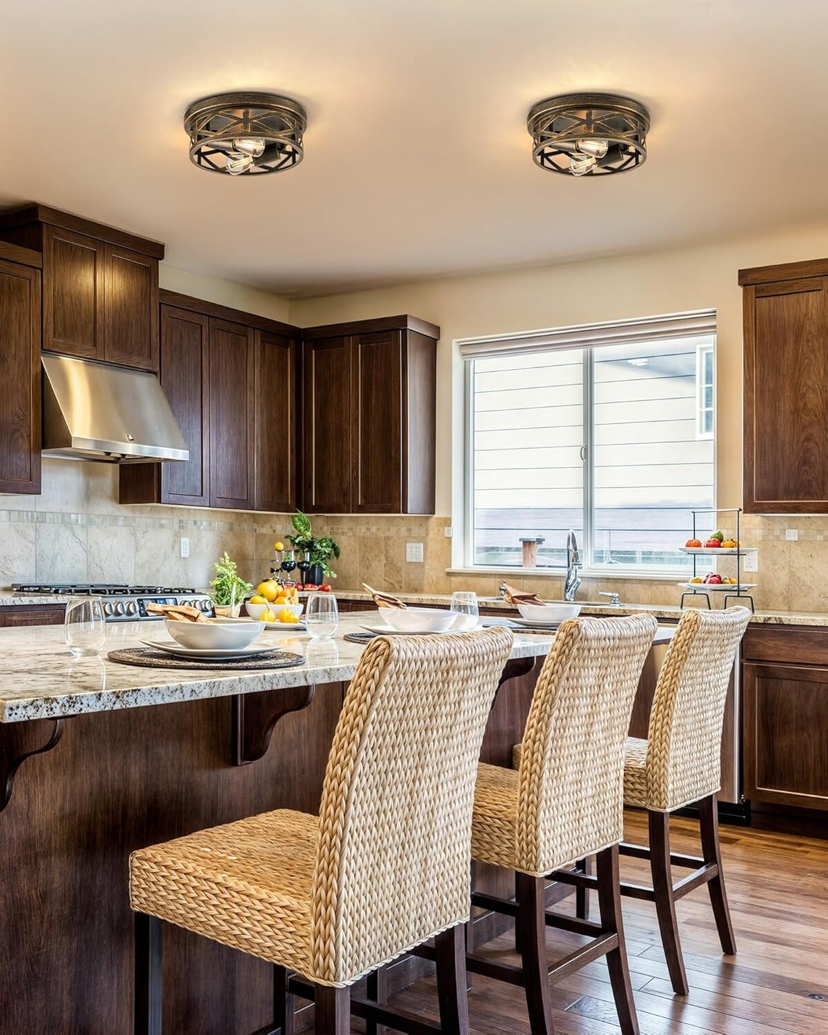 Elegant Oil-Rubbed Bronze Farmhouse Flush Mount Lighting for Entryway & Kitchen