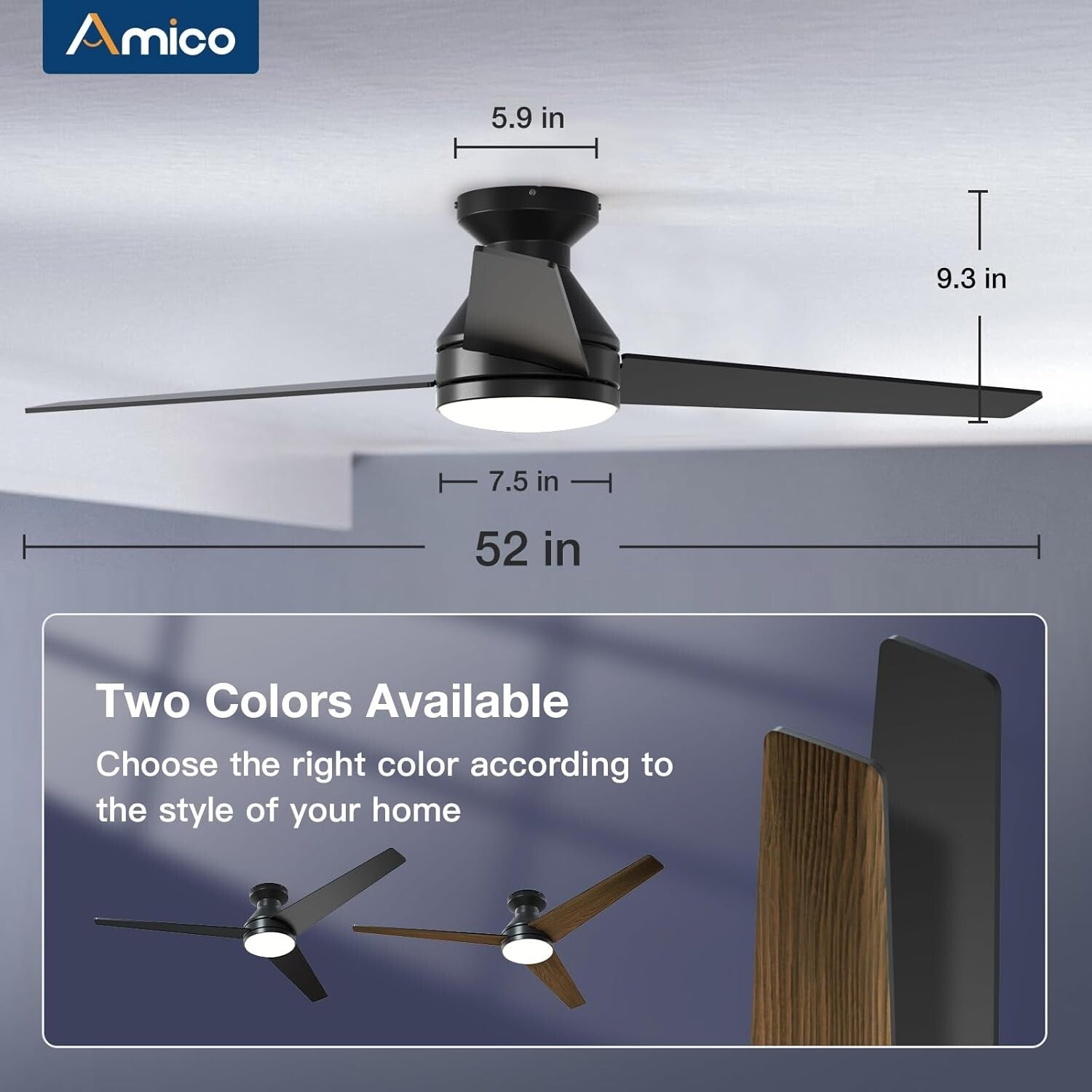Energy Efficient 52" Reversible Ceiling Fan with Remote - Indoor/Outdoor Use