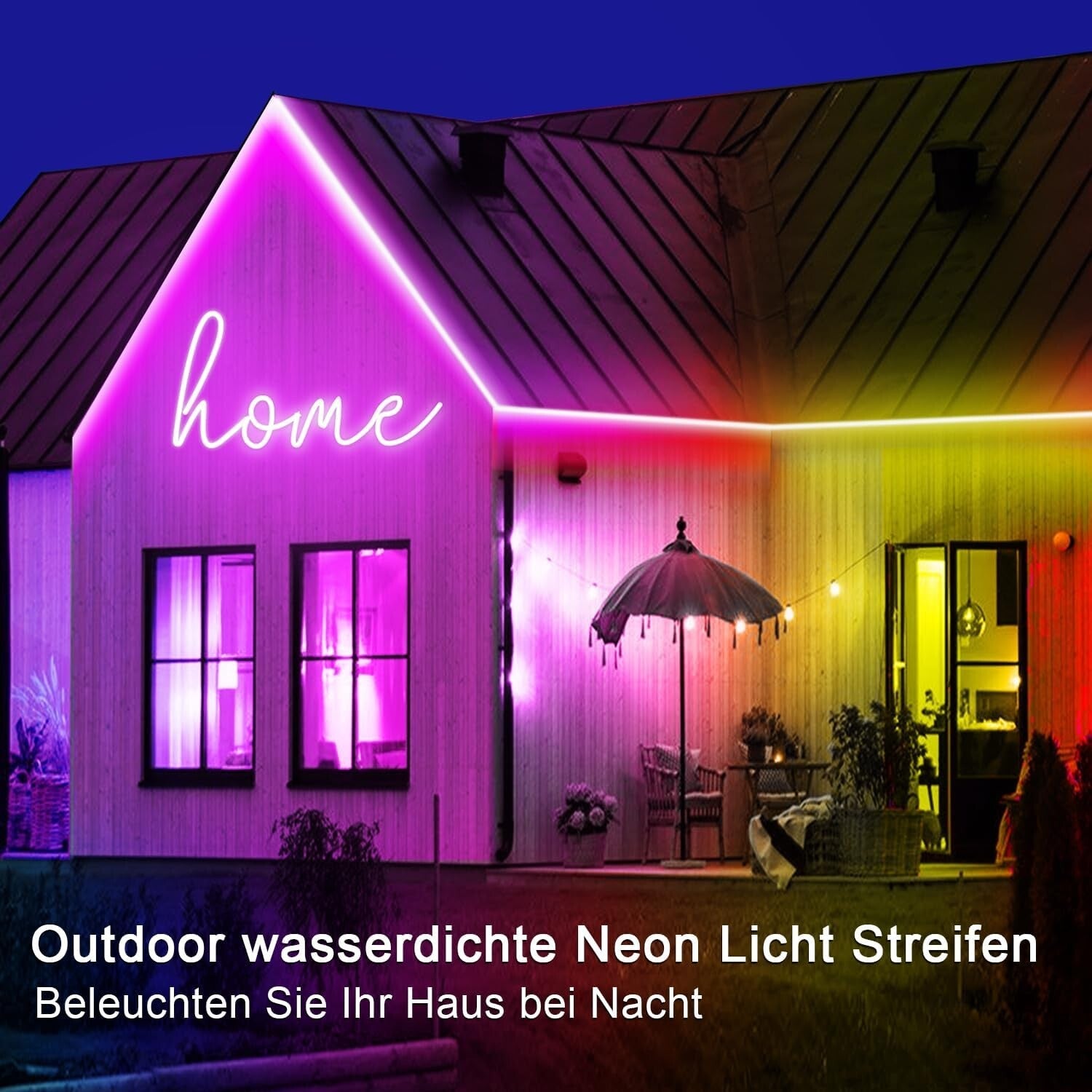 132FT RGB Waterproof LED Rope Lights with Remote/App Control - Flexible & Ver...