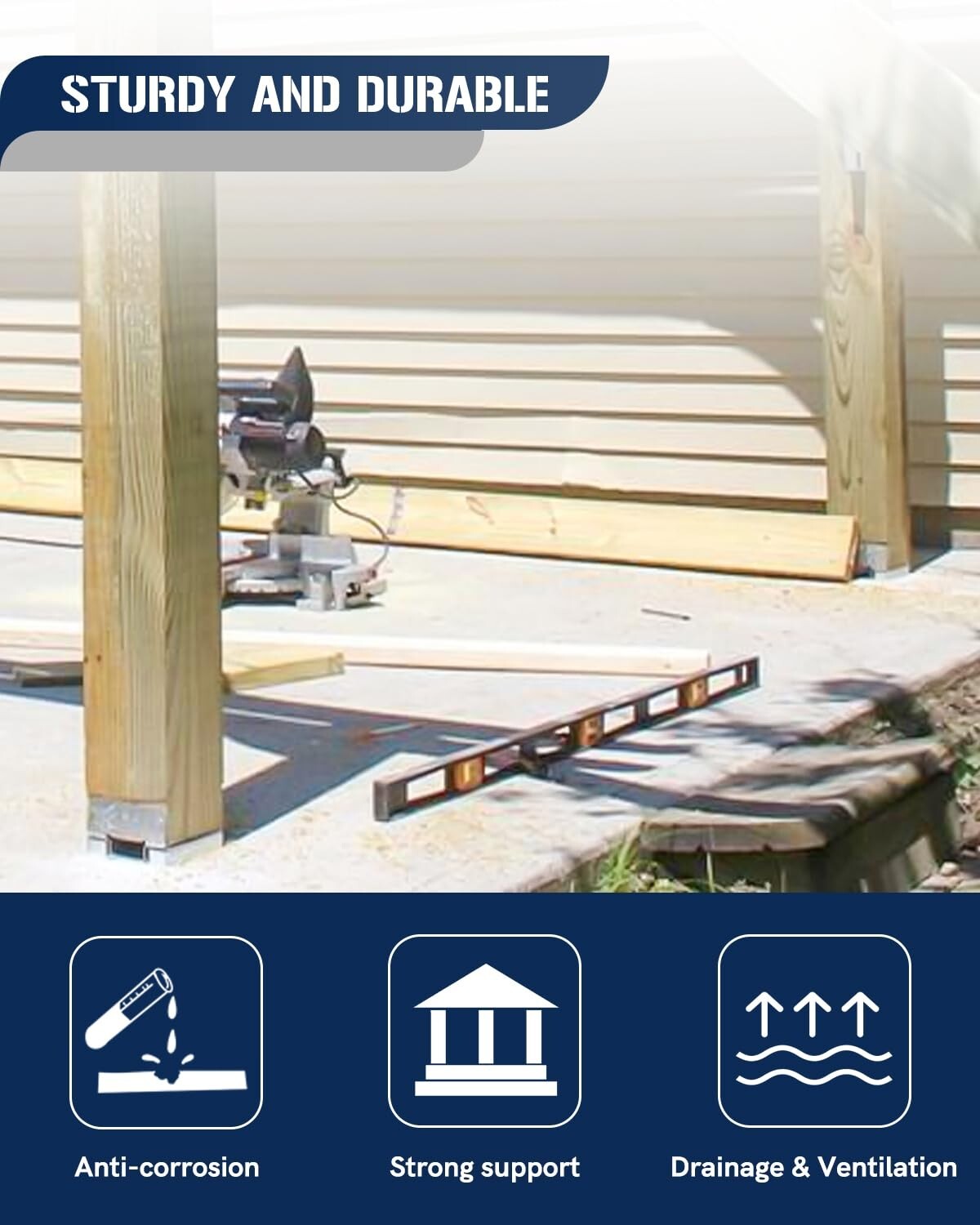 Durable 6x6 Metal Post Base Brackets with 1-Inch Standoff for Optimal Protection