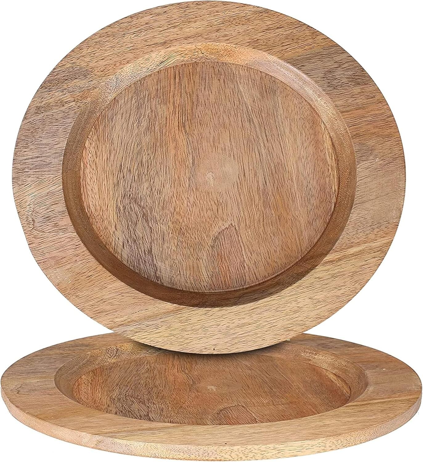 Handcrafted Rustic 13" Natural Wood Charger Plates - Set of 2 for Elegant Dining