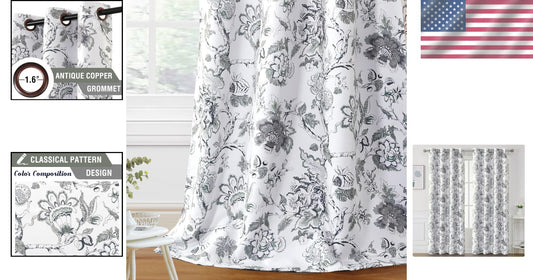 Stylish Blackout Curtains 84" with Floral Print – Energy Saving & Noise Reducing