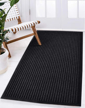 Load image into Gallery viewer, Versatile Striped Black Doormat, 3x5 Feet - Easy Clean, Indoor/Outdoor Combo