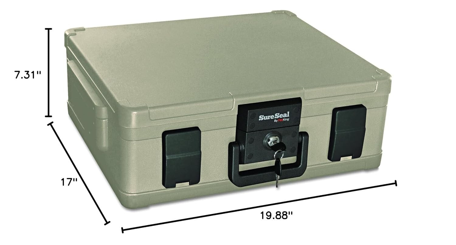 Impact-Rated SureSeal Fireproof Chest - 48 Hour Water Resistance, Key Lock
