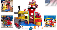 Load image into Gallery viewer, Imaginative Mickey Mouse Garage Playset with Color-Changing Vehicles &amp; Lift
