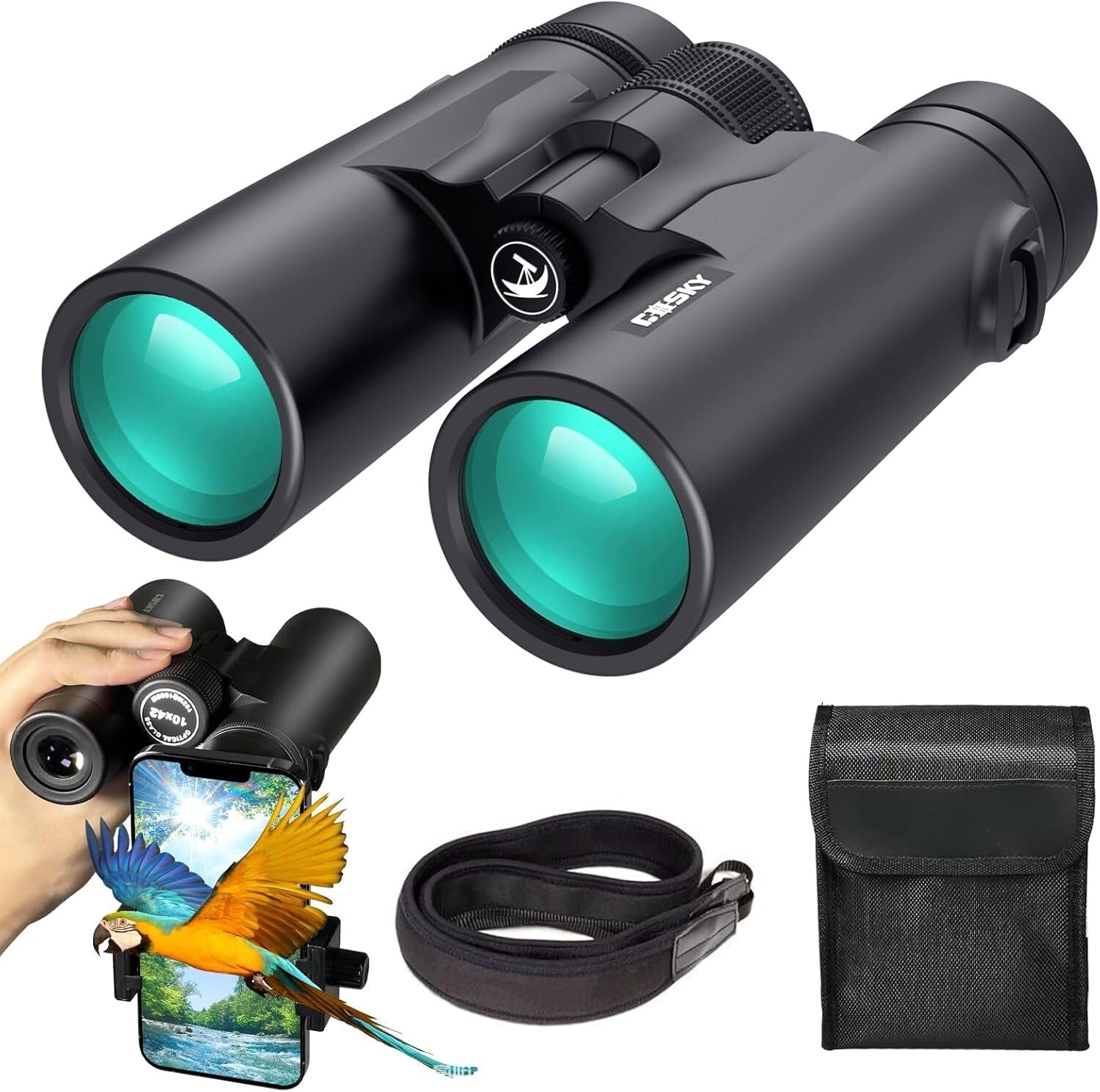 Durable 10x42 Binocular with Smart Phone Mount for Stunning Wildlife Observation