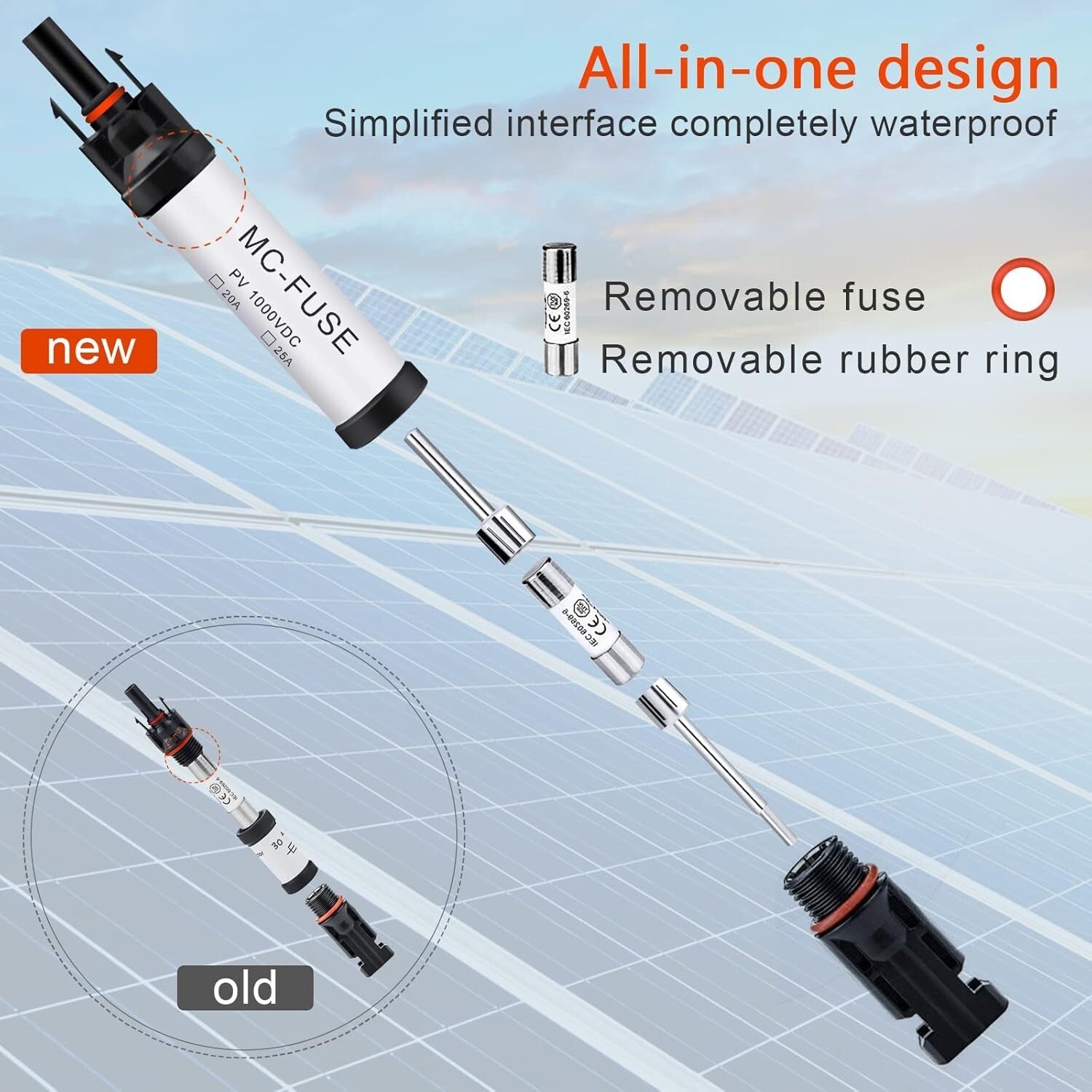 10A In-line Fuse Holder Set with Waterproof Design and 8 Fuses - Solar Ready