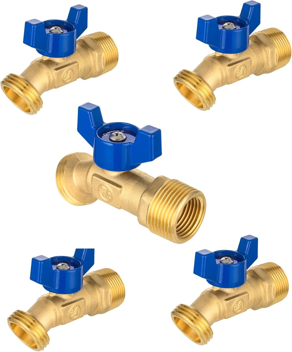 5-Piece Set: 1/4-Turn Brass Hose Bibb Valves for Efficient Water Flow