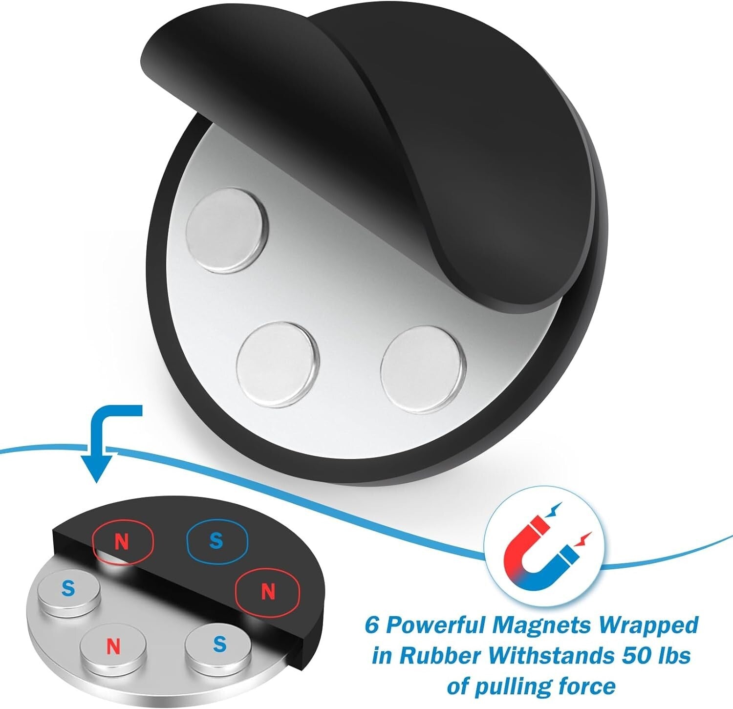 6-Pack Magnetic Cup Holder - SUS 304 Stainless Steel for All Bottle Sizes