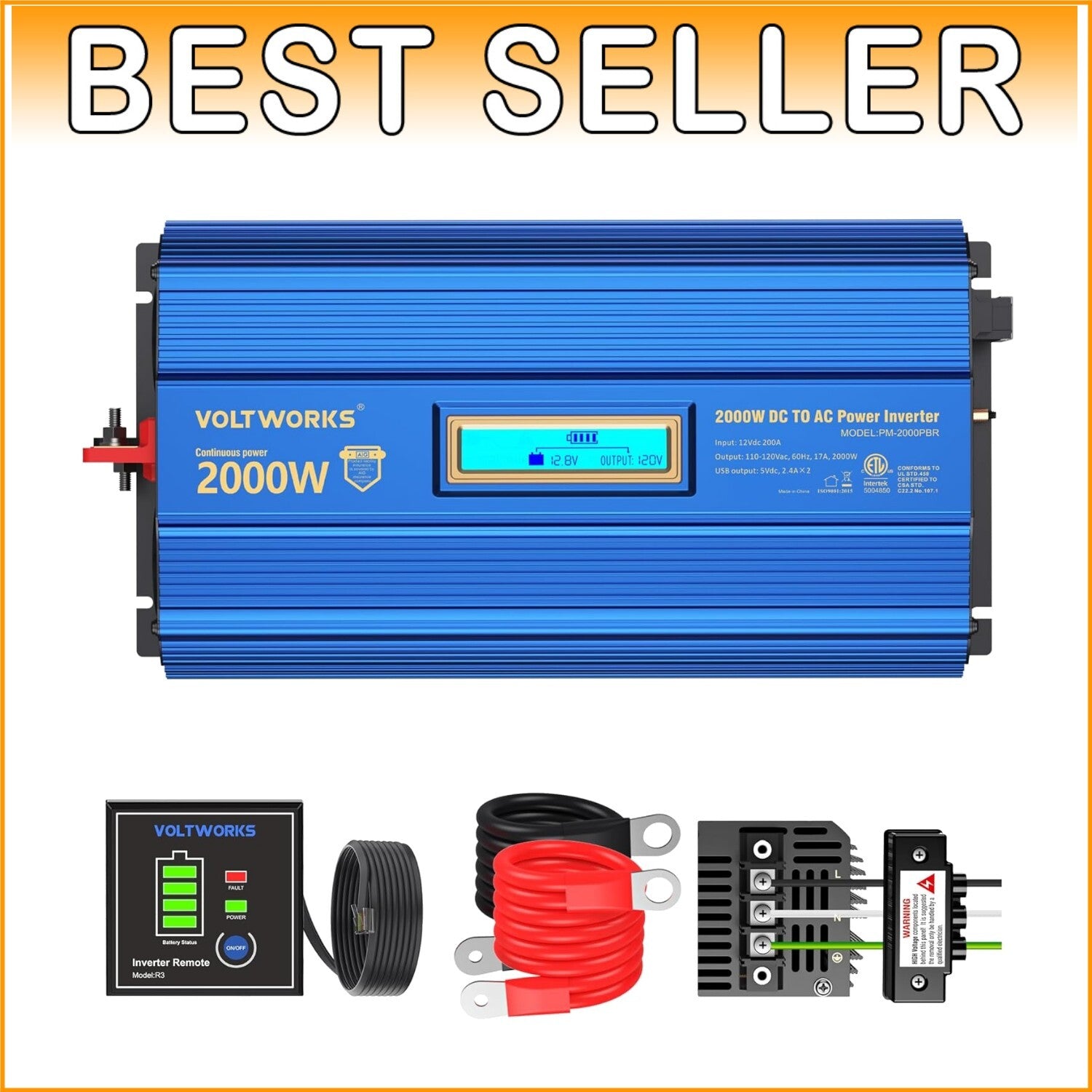2000W Remote-Controlled Inverter with Dual USB Ports for Outdoor Adventures