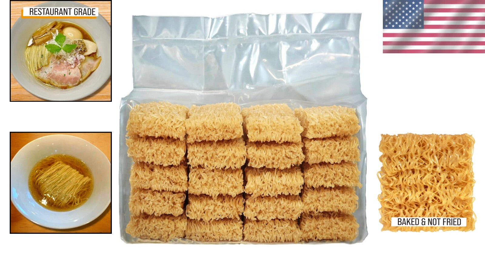 Gluten-Free Ramen Noodles Bulk Pack - 48 Plain Brown Rice Noodles, Low Sodium