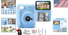 Load image into Gallery viewer, Exciting Instant Print Kids Camera with Built-in Flash &amp; Color Pencils - Blue
