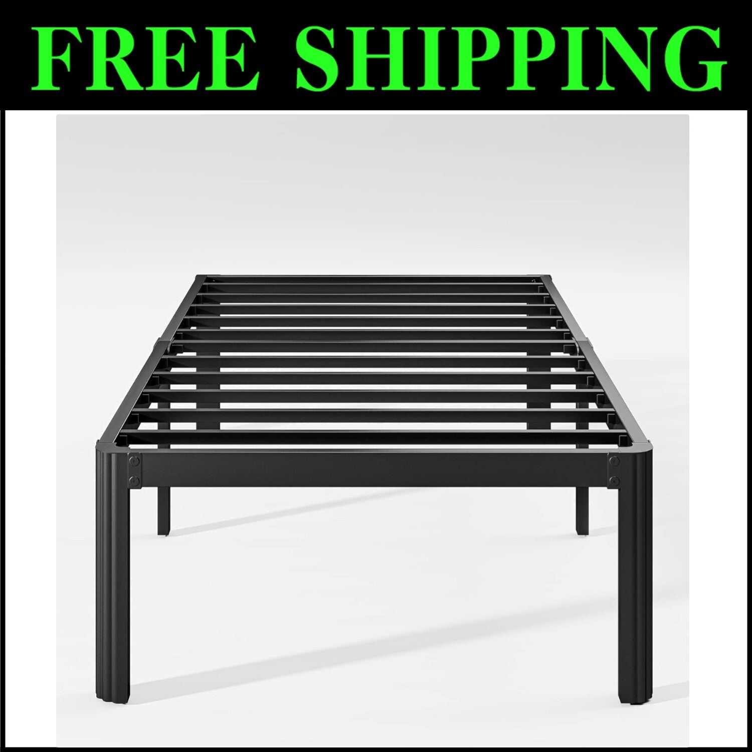 Twin XL Heavy Duty Platform Bed Frame - No Box Spring Required, Rounded Corners