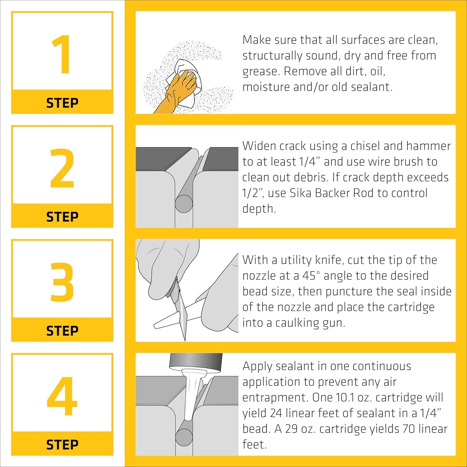 12 Pack of 10.1 Oz Self-Leveling Polyurethane Sealant - Waterproof & Durable