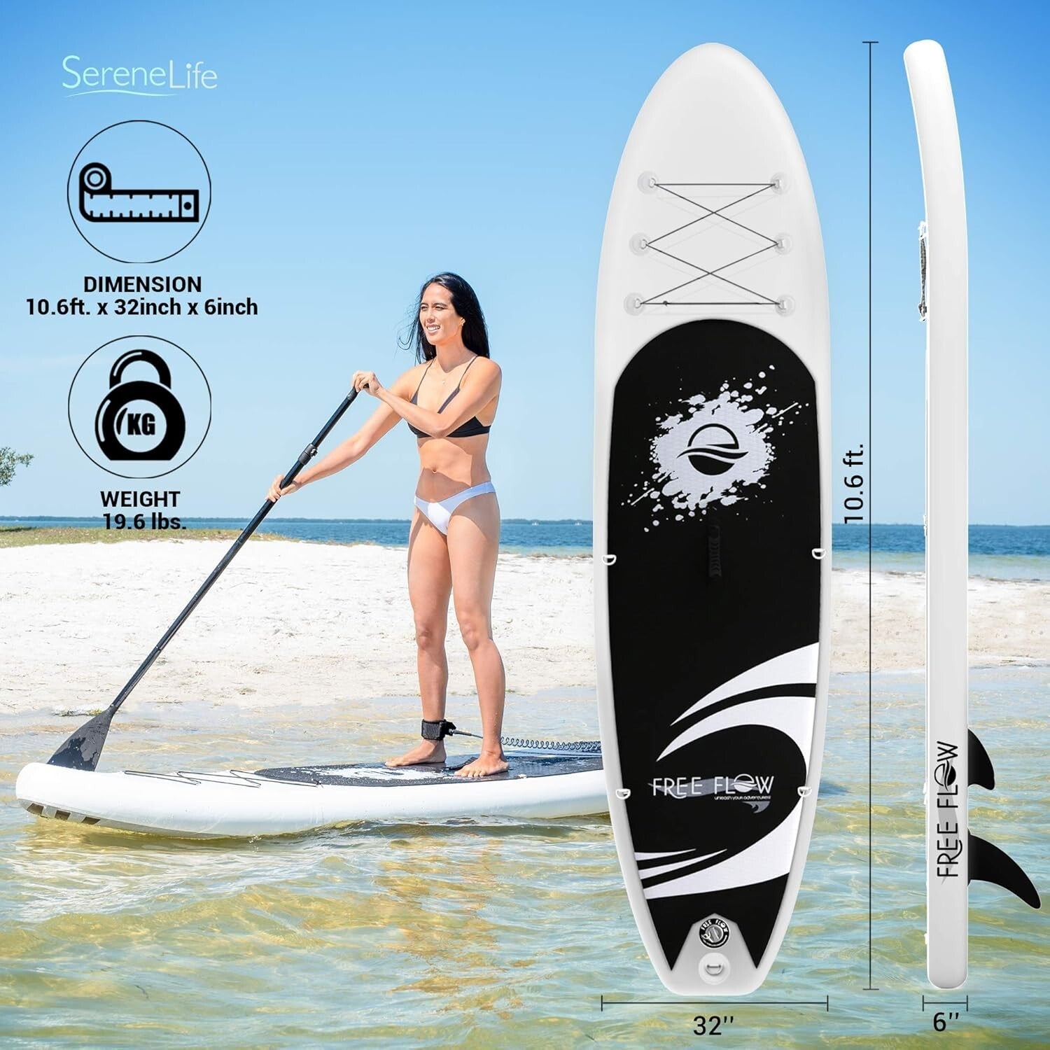Lightweight 10'6" Paddle Board with EVA Deck - Ideal for Family Fun & Adventure