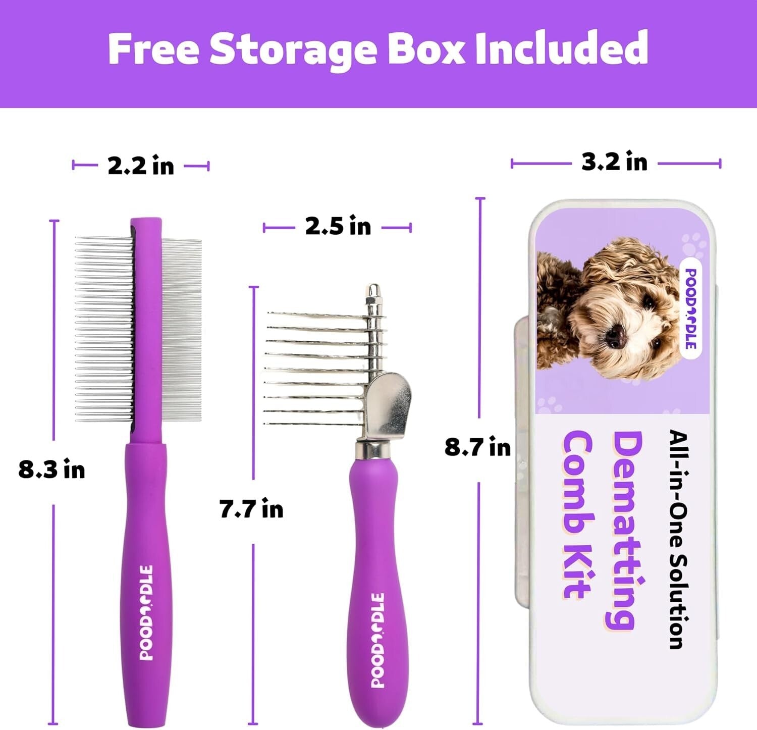 Pet Grooming Tools Set - Gentle Dematting Rake & Dual-Sided Comb for Cats & Dogs