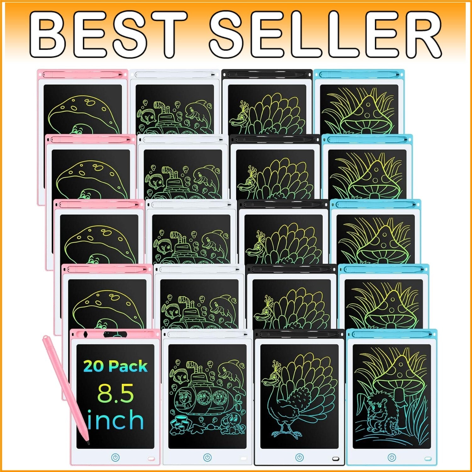 Eye-Protecting Writing Tablets for Kids - Colorful 8.5 Inch LCD Doodle Boards