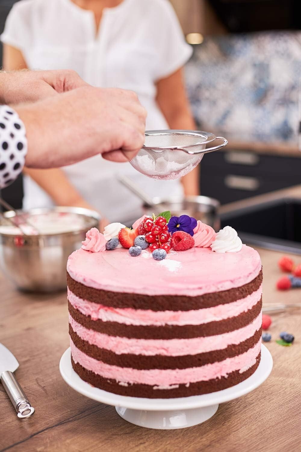 Ergonomic 6.3 In. Fine Mesh Kitchen Strainer - Stainless Steel & Space-Saving