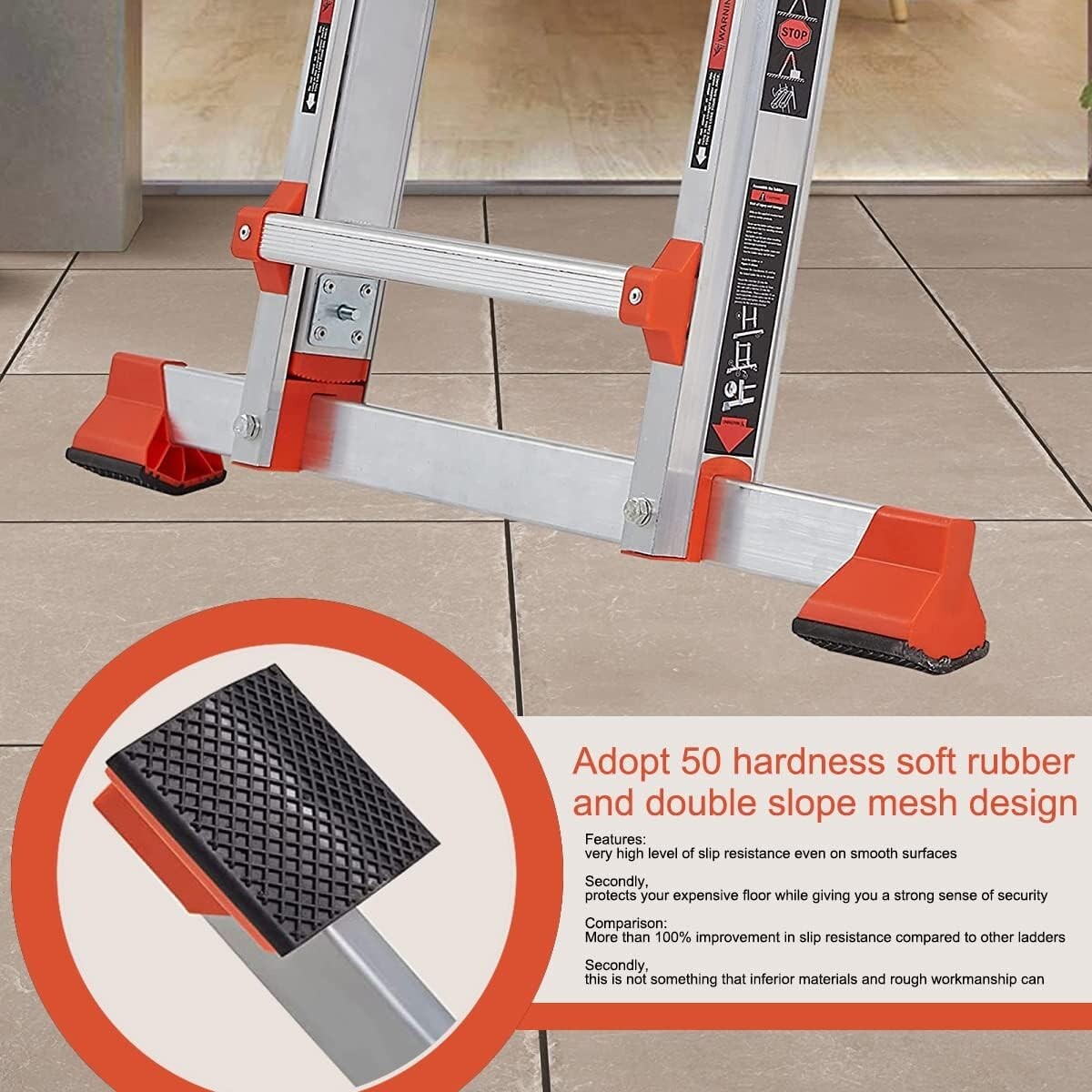 Compact Multi-Position 14 FT Ladder - 330 lbs Capacity, Easy to Store & Use