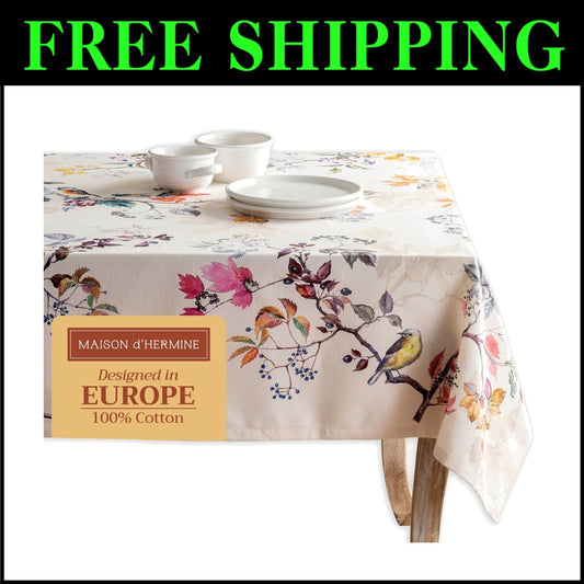 Handcrafted European Style Cotton Tablecloth - 120" x 60" for Ultimate Elegance
