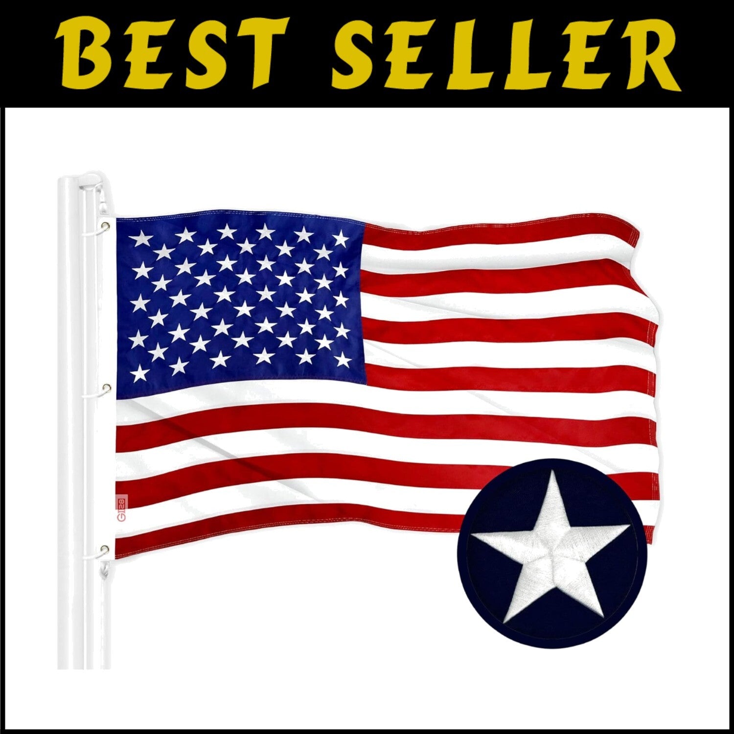 6x10 FT Premier American Flag with Embroidered Stars for Indoor or Outdoor Use
