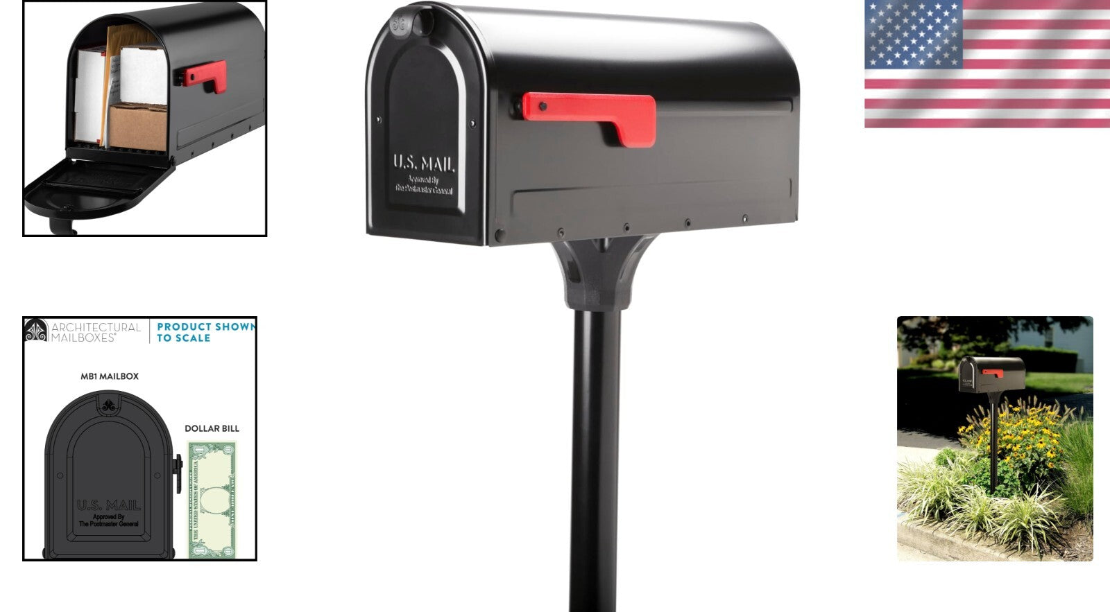 Chic Black Mailbox with In-Ground Post - Complete Installation Kit Included