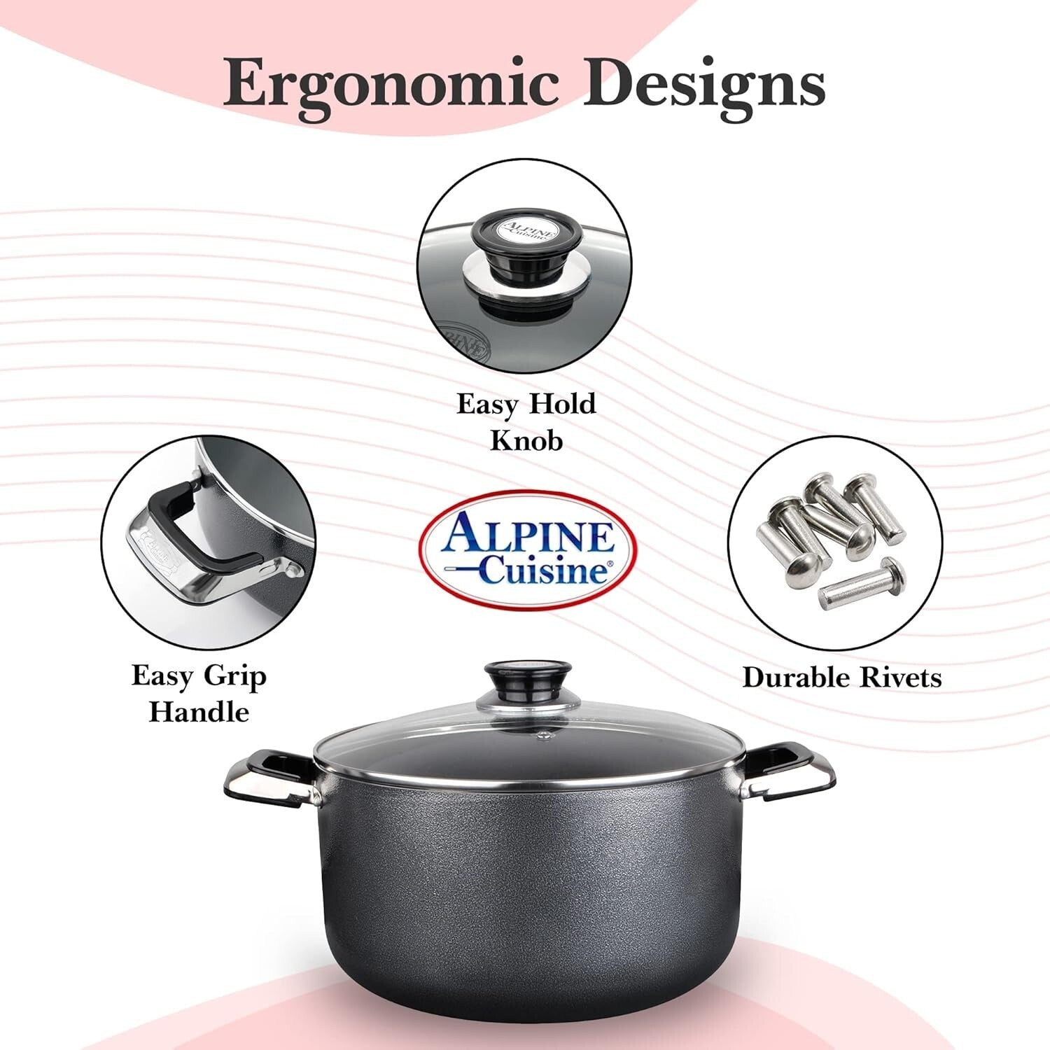 Elegant 10-Quart Non-Stick Cookware with Tempered Glass Lid - Perfect for Stews