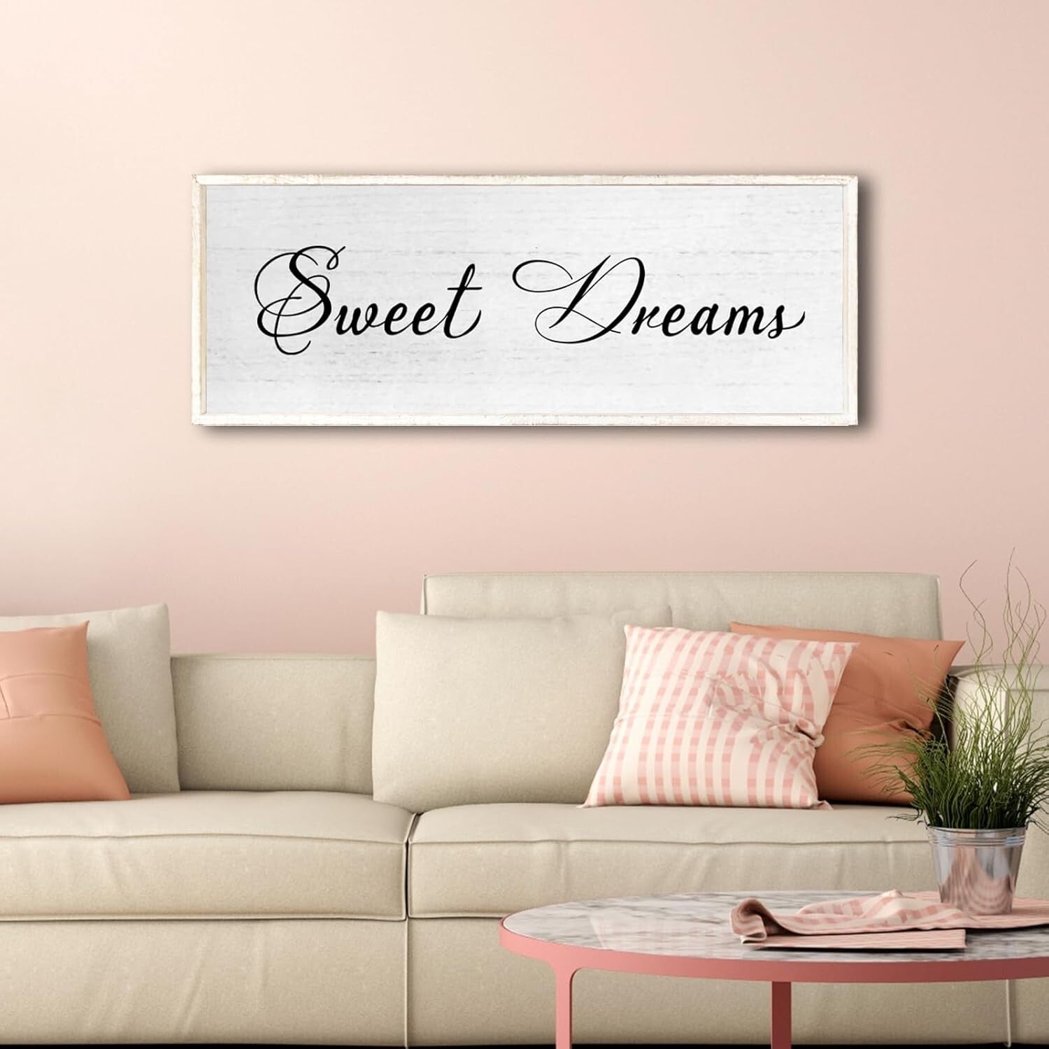 Charming Sweet Dreams Rustic Wall Decor Sign 40x15 - White Farmhouse Art