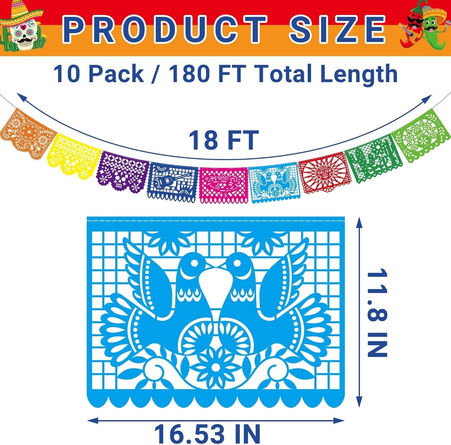 Exquisite 10 Pack Mexican Themed Party Banners - 180 FT for Ultimate Celebration