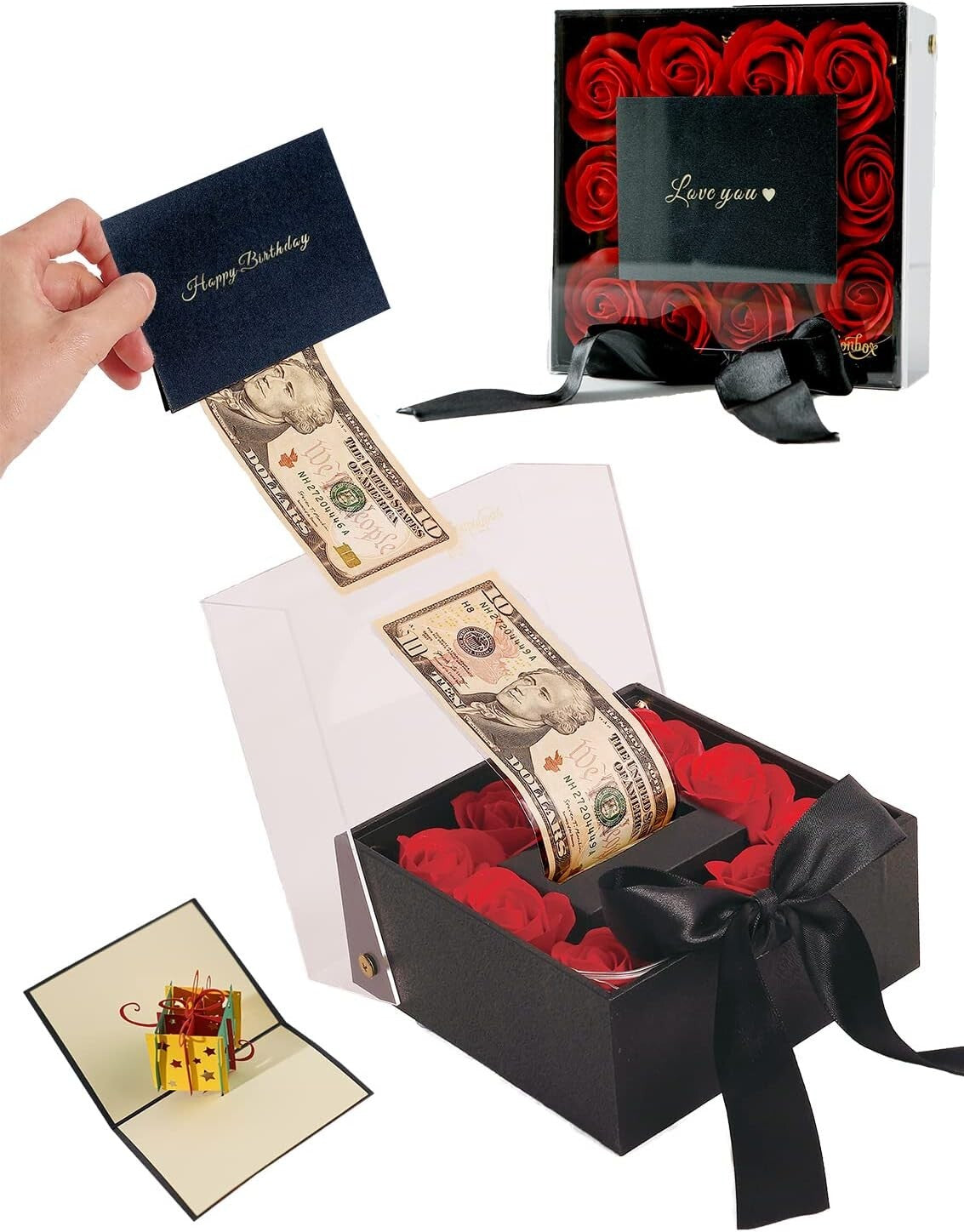 Multi-Occasion Elegant Money Box with Ribbon and Surprise Pull Mechanism