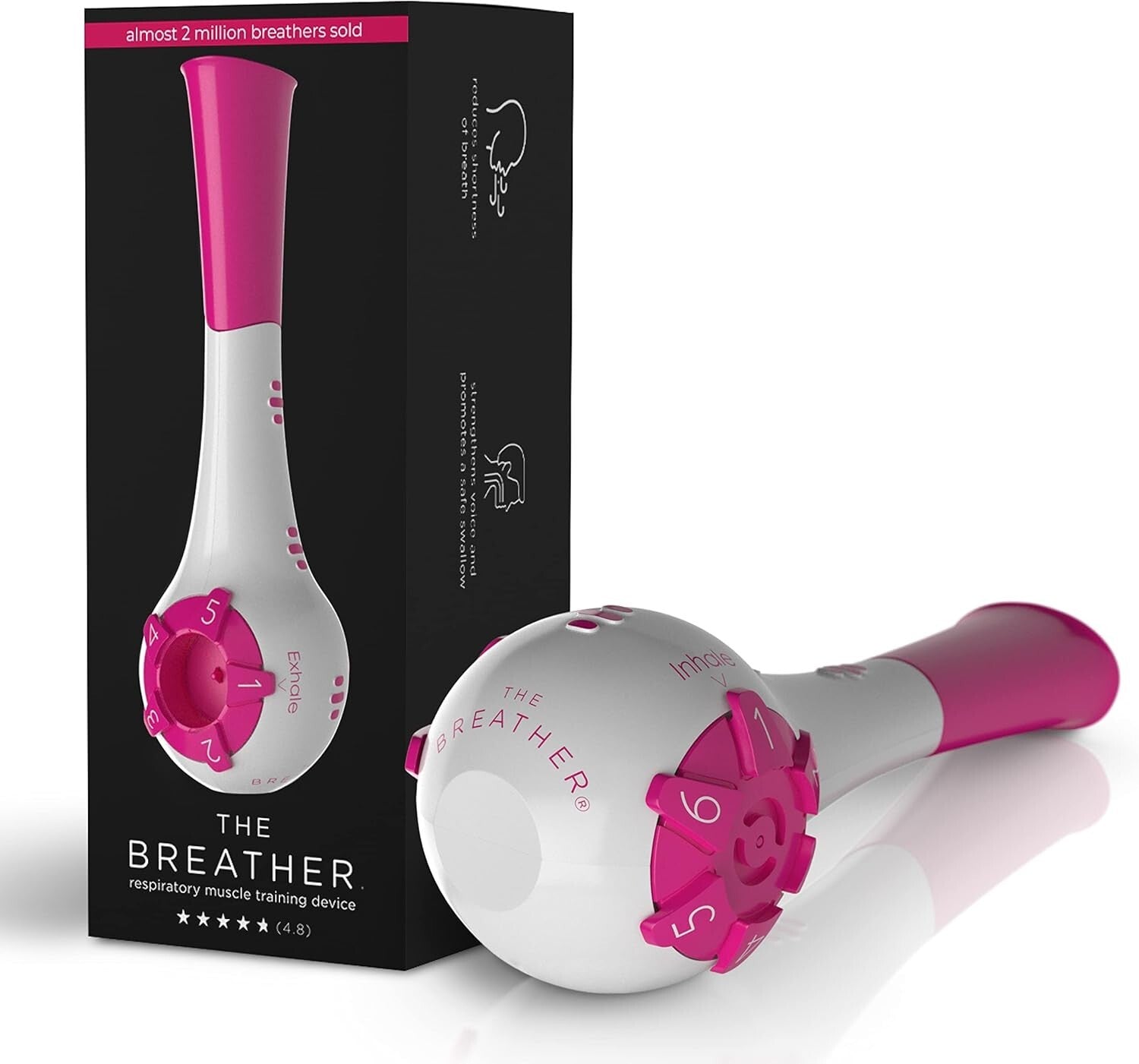 Adjustable Pink Breathing Trainer: Strengthen Lungs Naturally in Just 5 Minutes