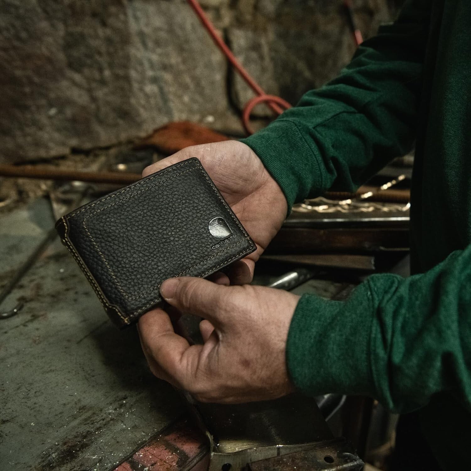 Functional Brown Leather Wallet with Zippered Billfold and Removable Passcase