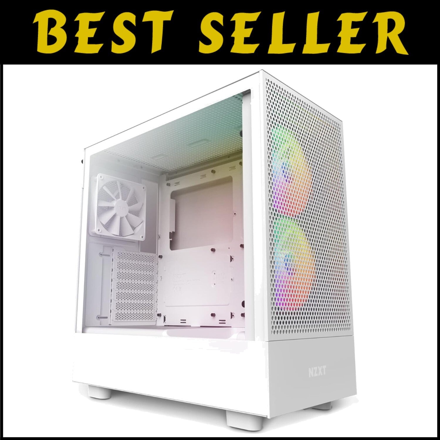 Elegant White Gaming Case for ATX Builds: RGB Lights & Optimized Cooling