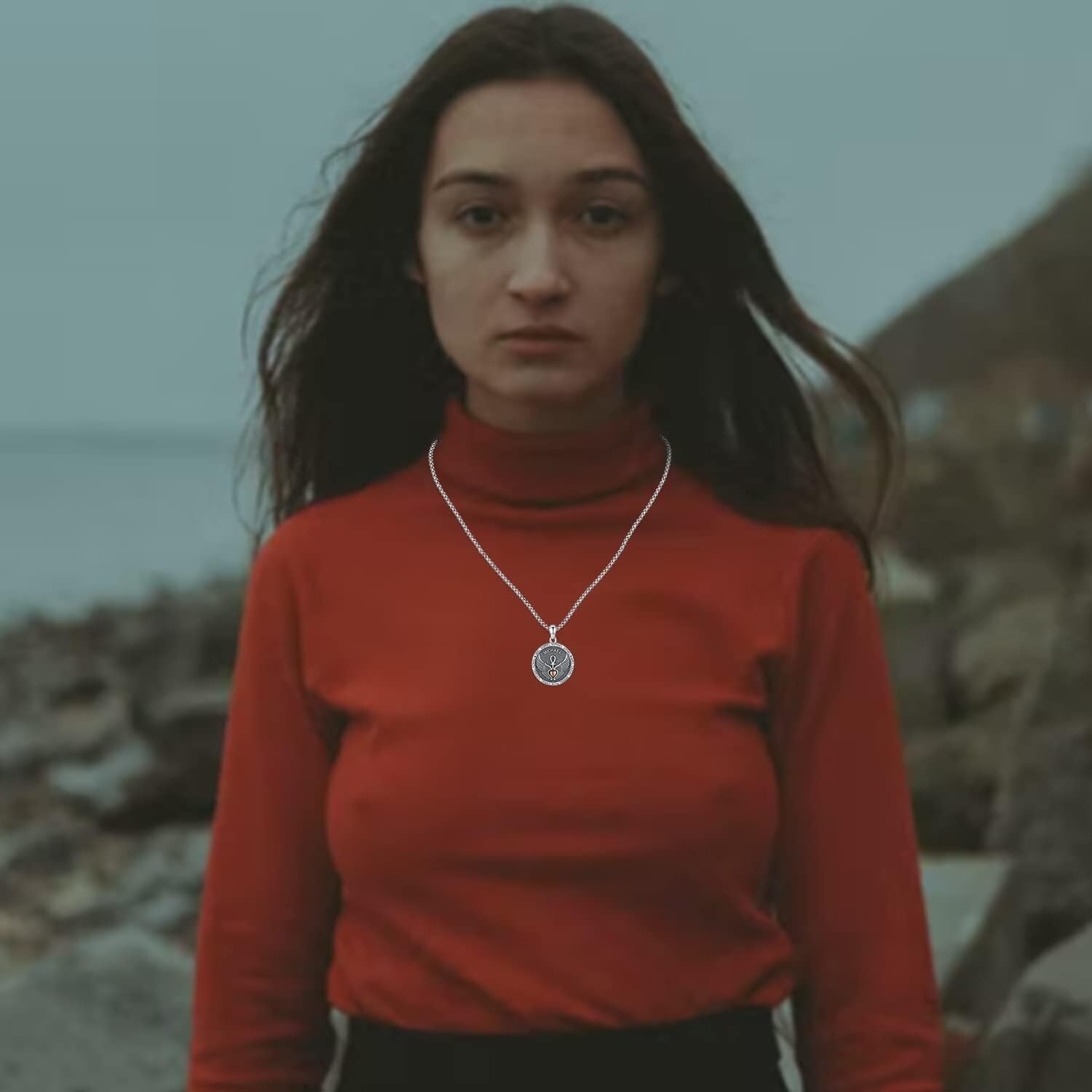 Saint Michael Engraved Silver Pendant Necklace for Protection - Adjustable Chain