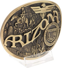 Load image into Gallery viewer, Arizona Heritage Oval Antiqued Patina Western Belt Buckle - Cast Brass Elegance