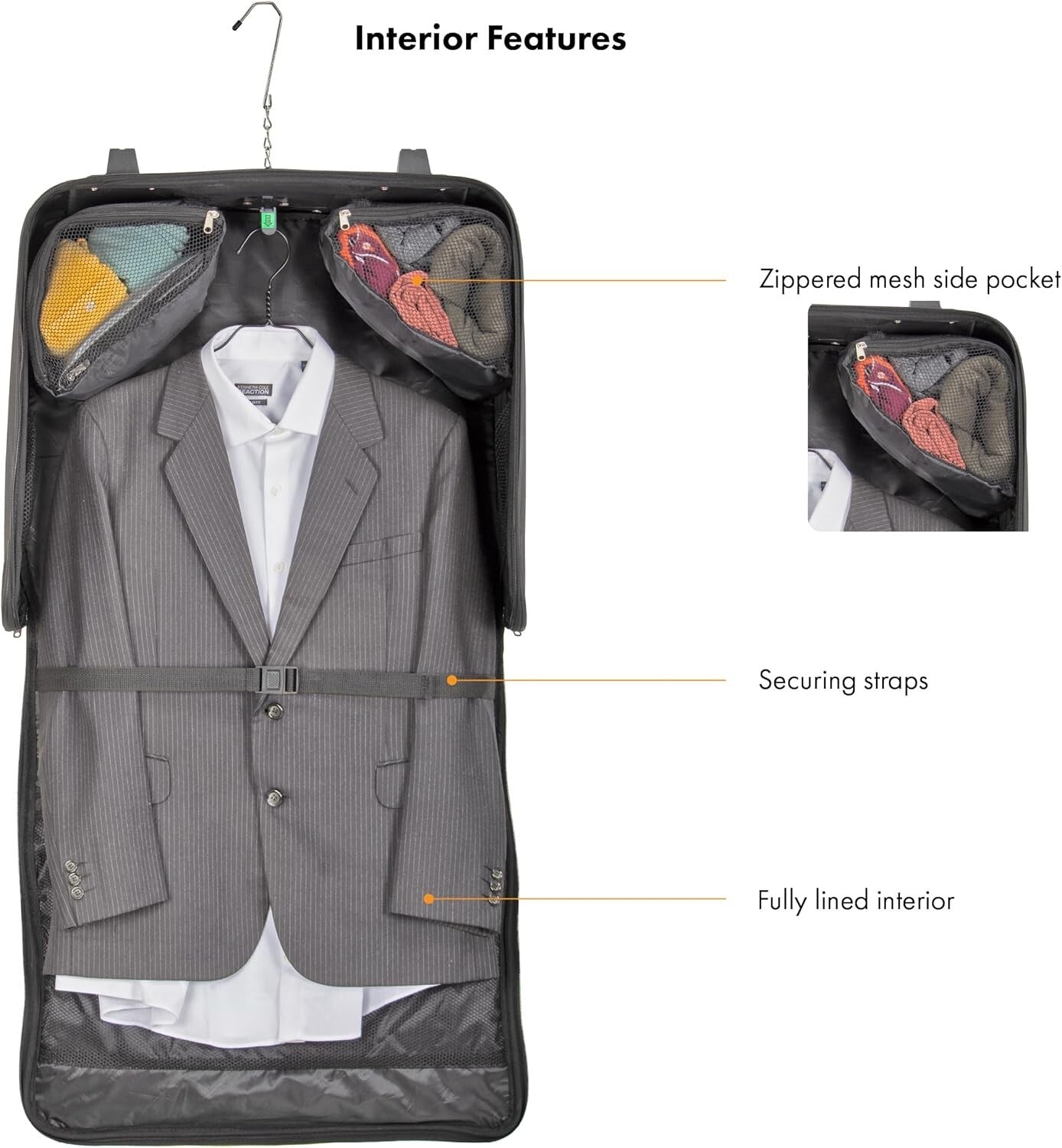 Amsterdam Gray Business Rolling Garment Bag - Expandable & Lightweight Design
