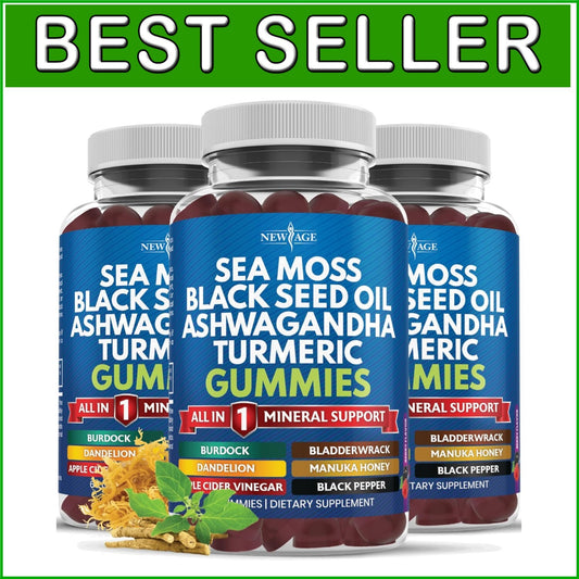 10-in-1 Sea Moss Gummies with Ashwagandha & Black Seed for Overall Vitality