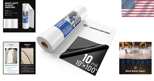 Black & White Panda Film: 10 Mil Thick Vapor Barrier & Drop Cloth - 100 ft Roll