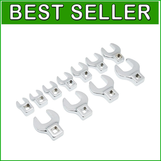 Durable 11-Piece SAE Crowfoot Wrench Set - Polished Chrome for Mechanics