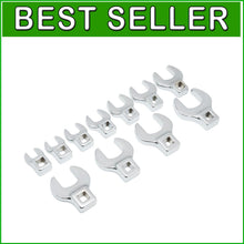 Load image into Gallery viewer, Durable 11-Piece SAE Crowfoot Wrench Set - Polished Chrome for Mechanics