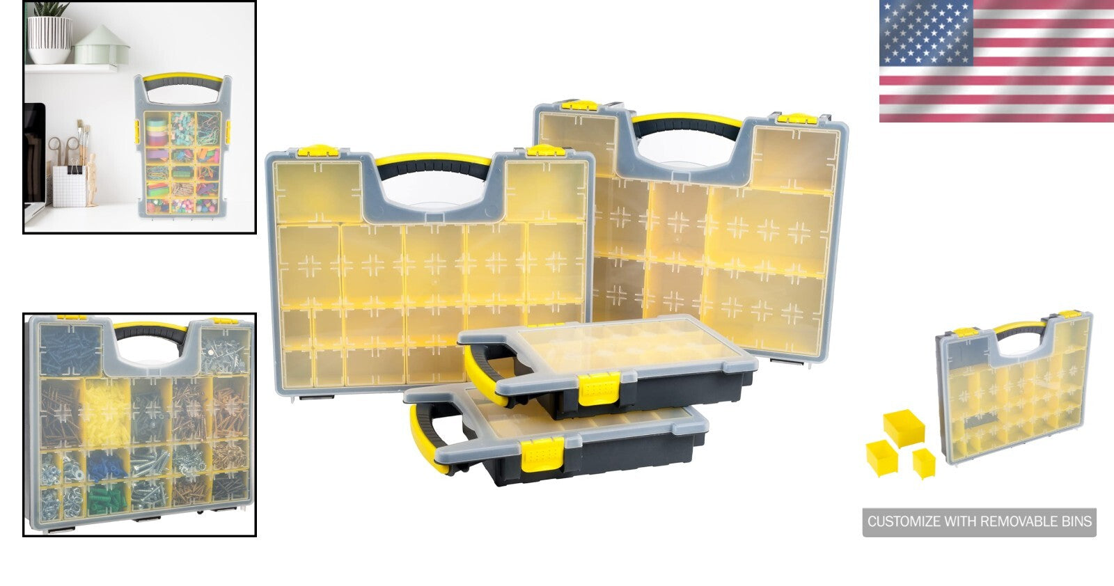 Versatile Portable Storage Box Set of 4 - Ideal for Tools, Crafts & Supplies