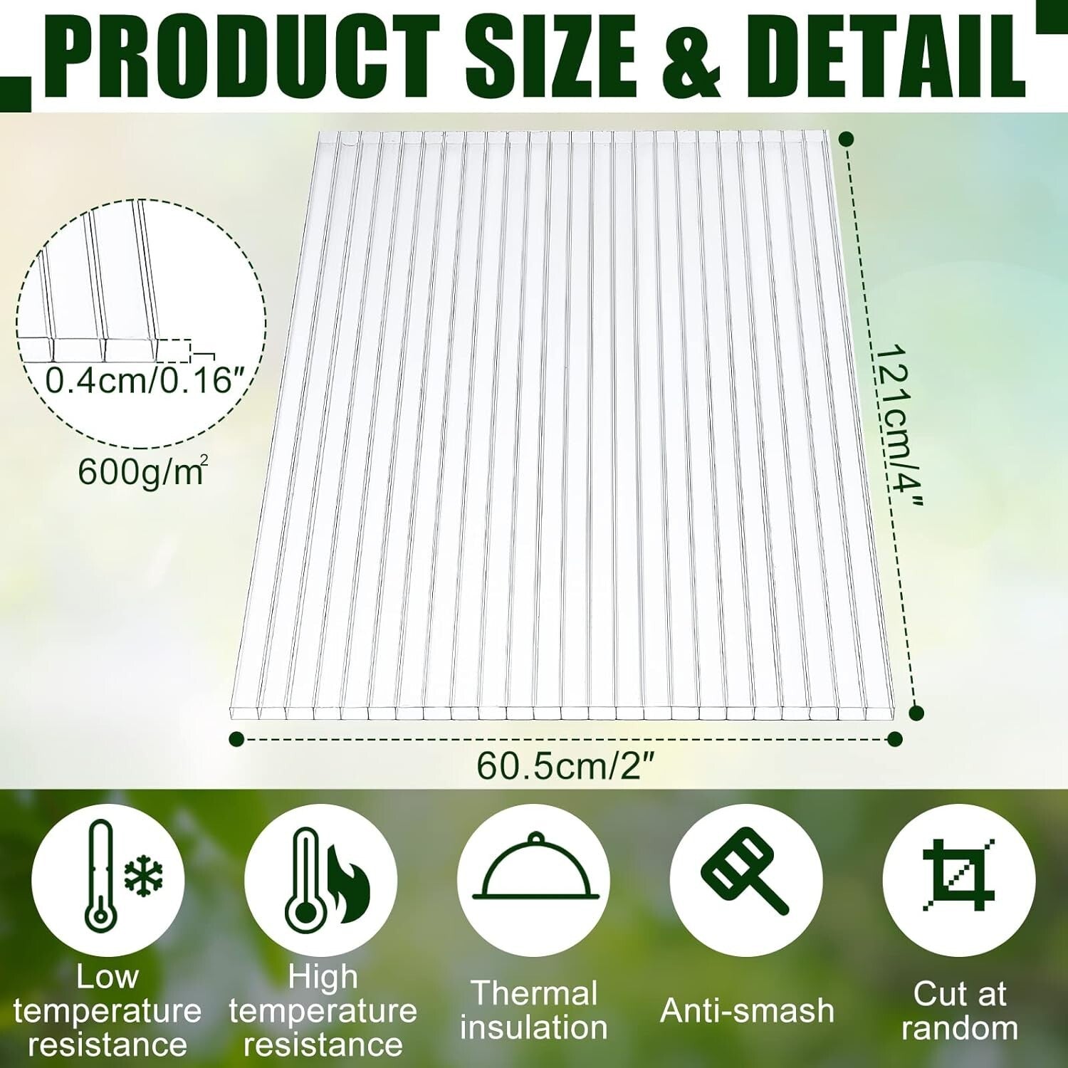 Energy-Efficient Polycarbonate Greenhouse Panels 12 Pack - 4' x 2' Easy Install