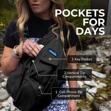 Load image into Gallery viewer, Versatile Black Sling Pack with Adjustable Rope Strap - Iconic Outdoor Style