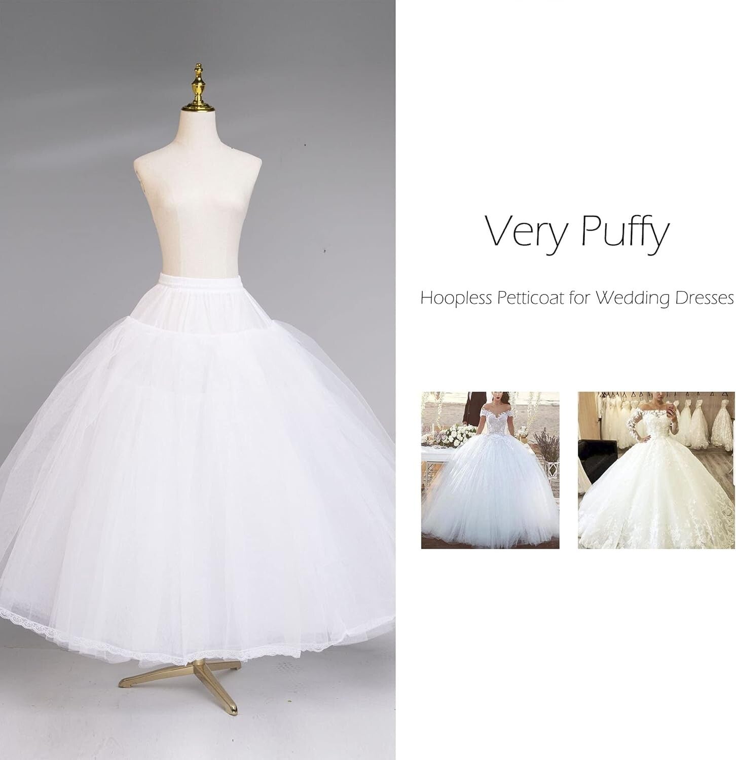 Puffy 8-Layer Tulle Petticoat for Weddings - Adjustable Fit, Comfort & Style