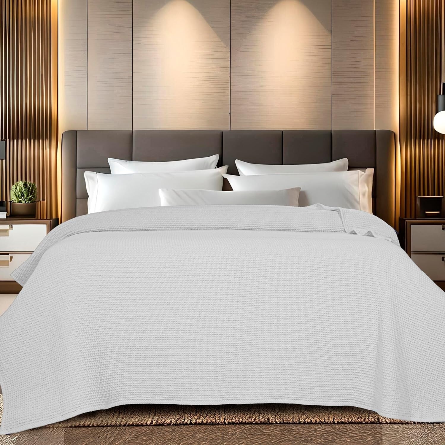 Soft Cotton Waffle Throw Blanket - 60x90 Inches Ideal for Napping & Camping