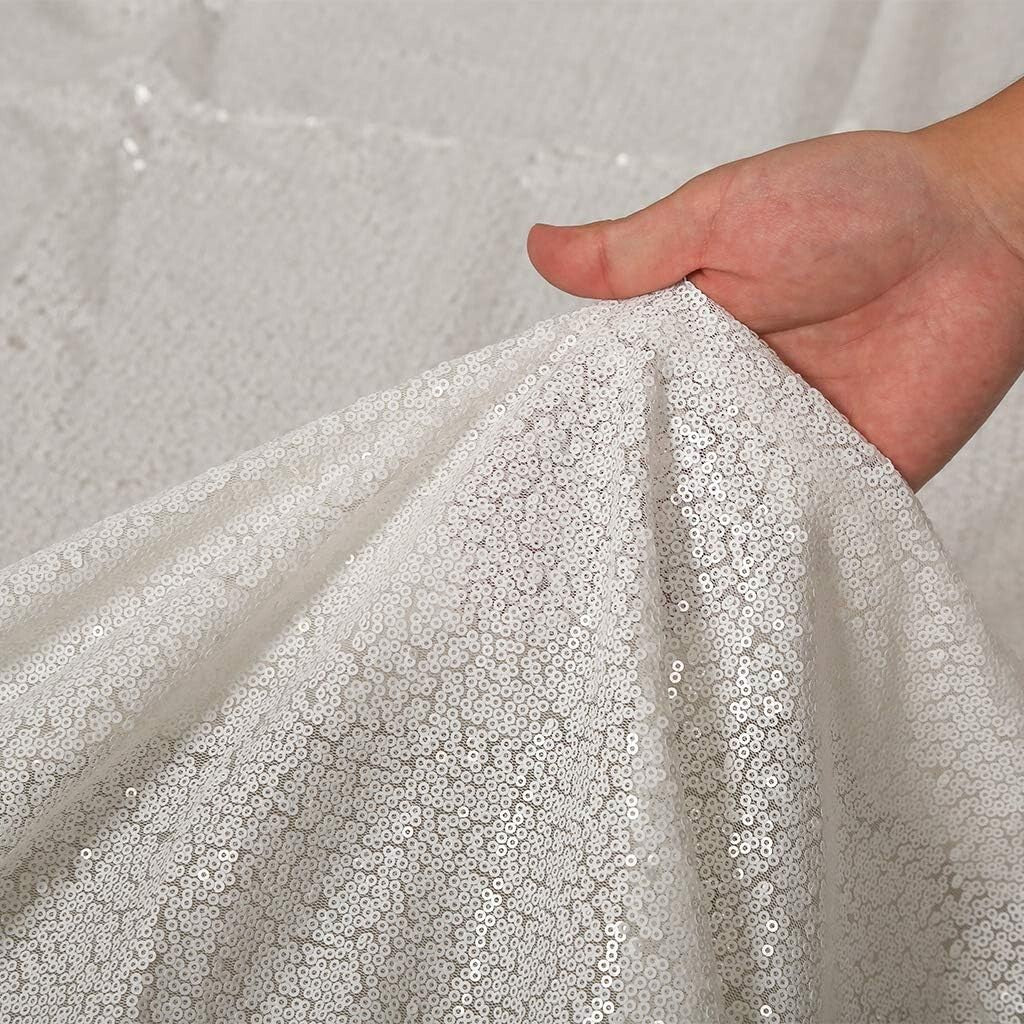 Elegant 8x8 Ft White Sequin Background - Ideal for Birthday & Wedding Decor