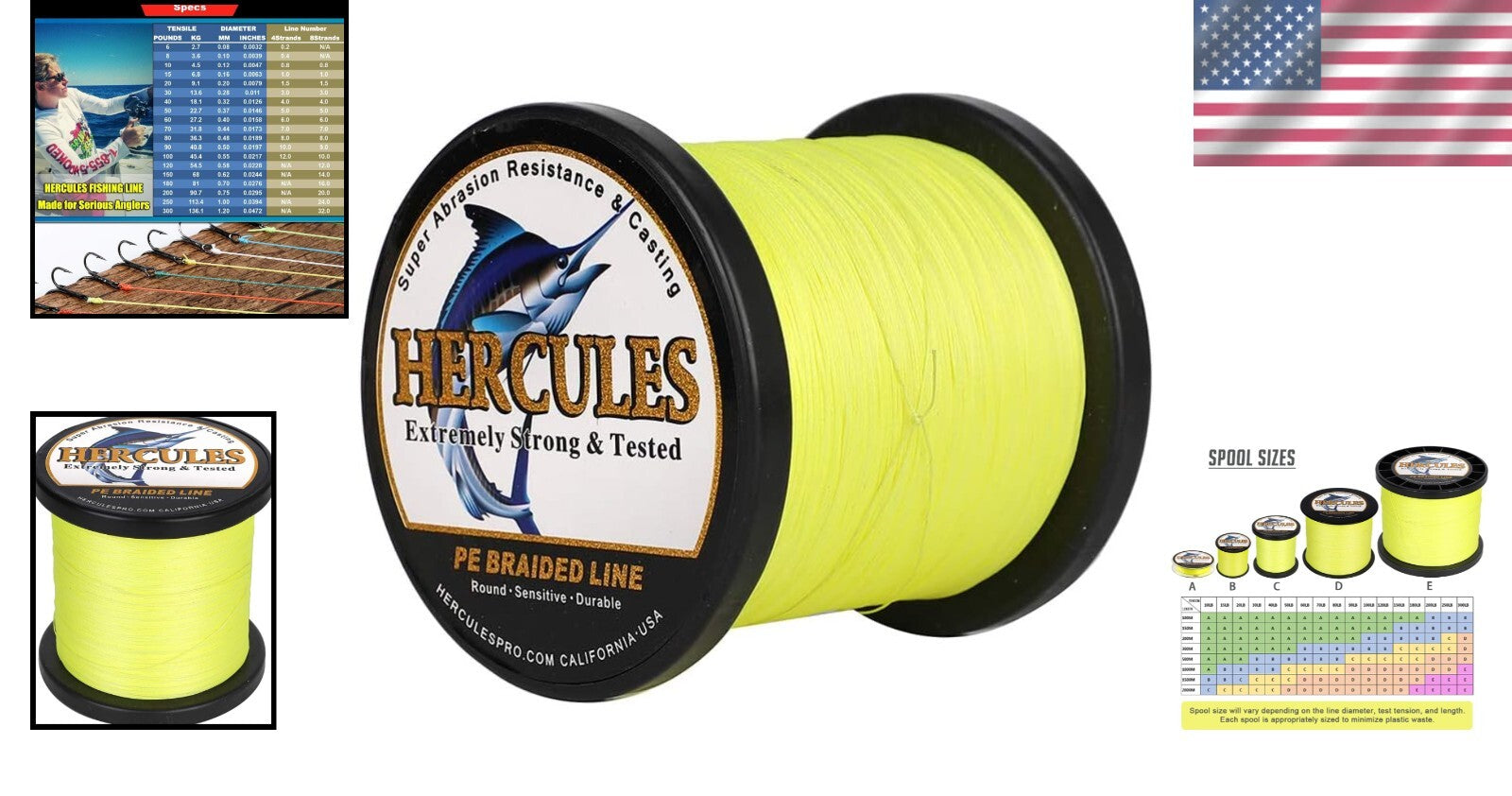 Fluorescent Yellow 80LB Braided Fishing Line - All-Season Performance & Strength